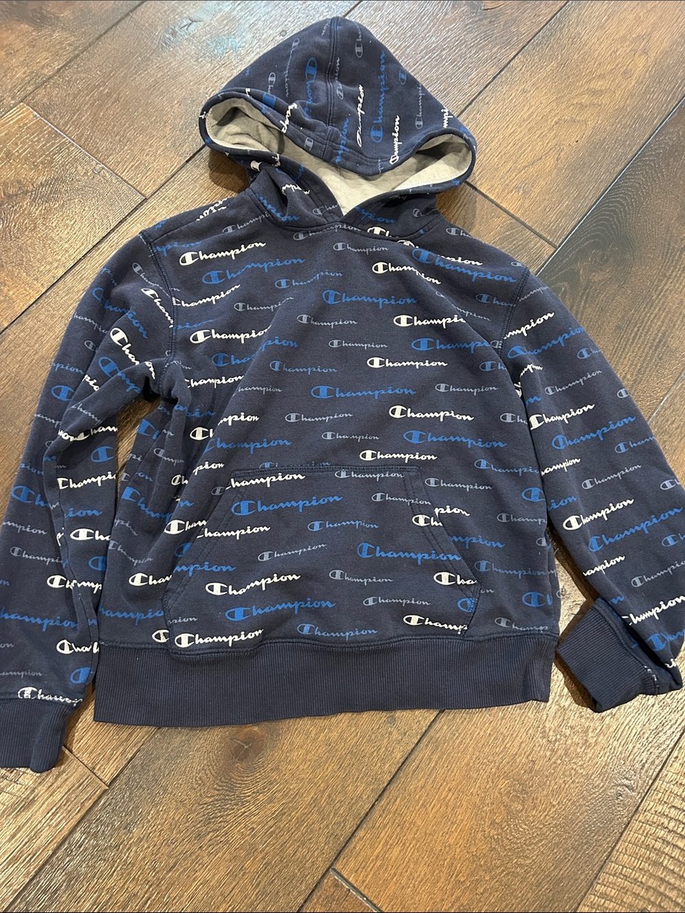 Champion kid’s Navy Logo-Print Crewneck Hoodie